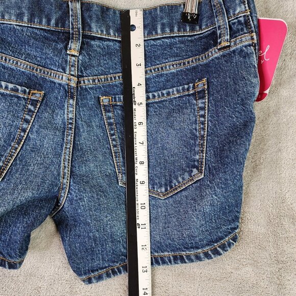 Womens Isabel Maternity Side Panel MIDI Blue Denim Jean Shorts 4” inseam Size 4 - Picture 8 of 9